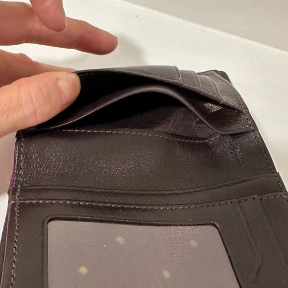 NWOT Kate Spade Wallet Purple Nylon with Brown Leather & Polkadot Interior - Picture 9 of 14